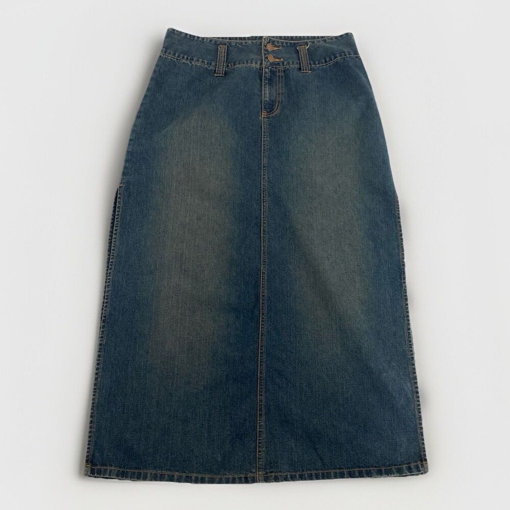 Vintage Squeeze Stephen Hardy Skirt Womens 13/14 Blue Denim Maxi Y2K Side Slits